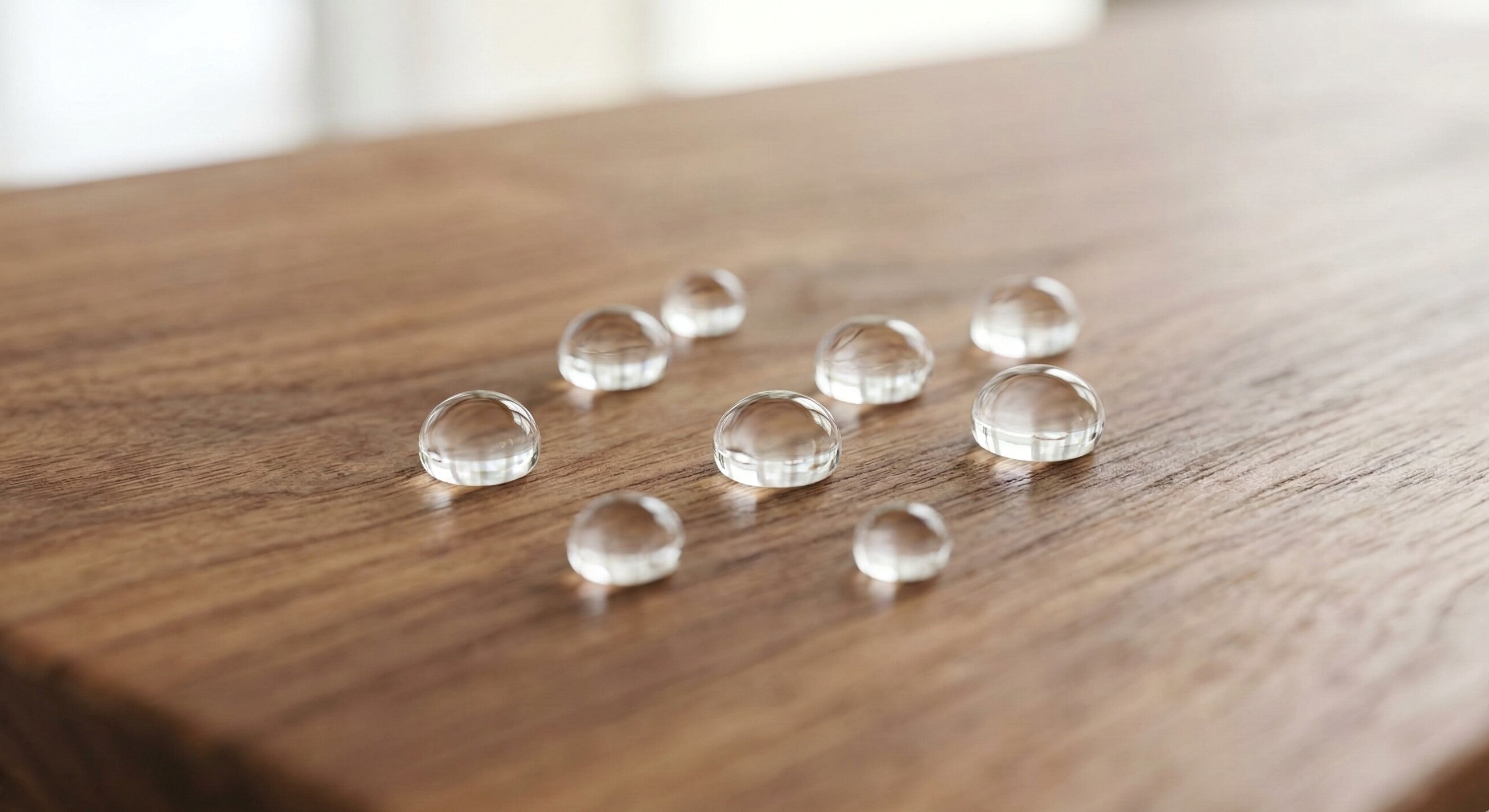 Gocce d'acqua sul legno con effetto loto